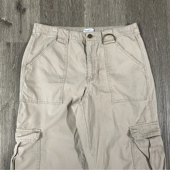 LOVE, FIRE wide leg women’s cargo pants kakis size 15 stretch waist - Picture 4 of 8